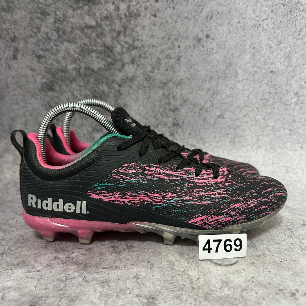 Riddell Meridian Football Cleats Womens 8 Black Pink Teal Her Fit TPU Cleat